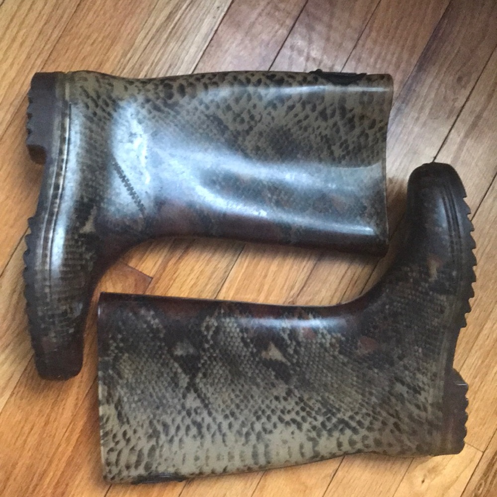 Stuart  Weitzman tall snake print rain boots